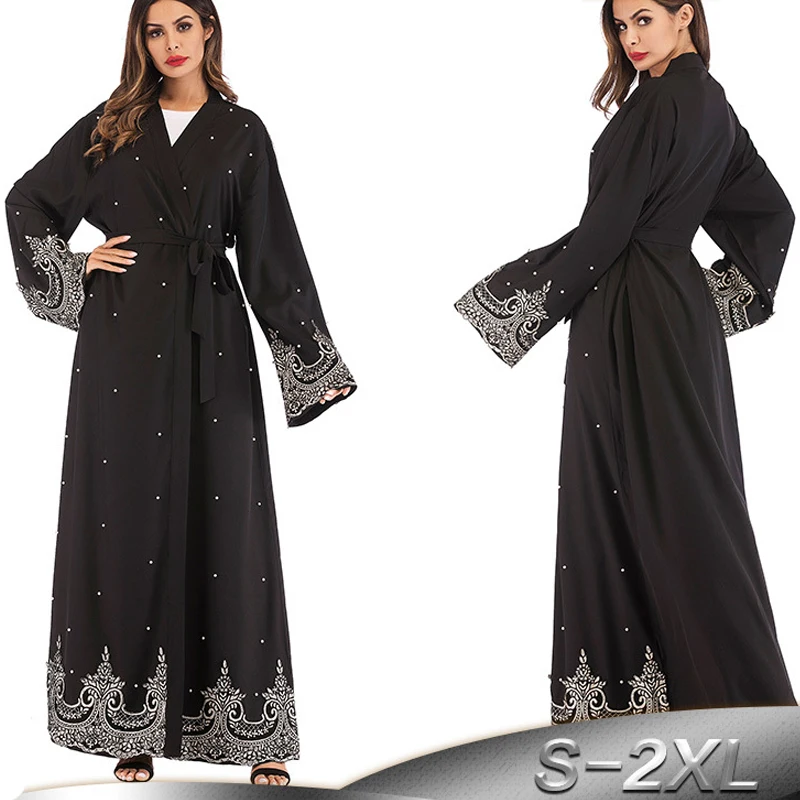 Кафтан с черным жемчугом Абая Дубай турецкий исламский мусульманский хиджаб