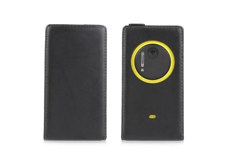 Черный чехол-книжка из натуральной кожи для Nokia Lumia 1020 с магнитной застежкой чехол