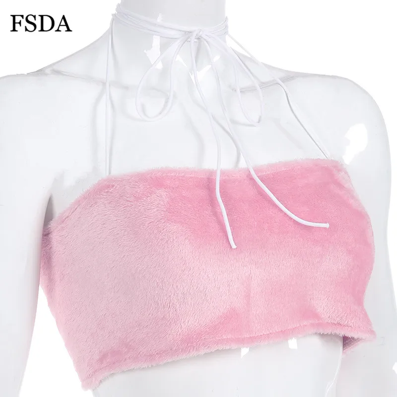 Женский укороченный топ на бретельках FSDA розовый короткий с открытой спиной и