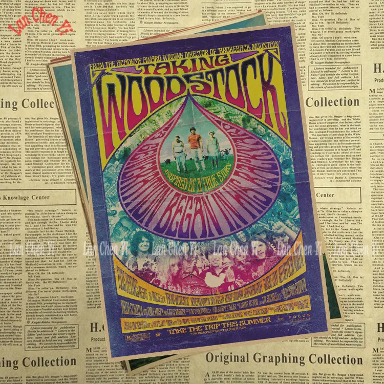 Винтажный постер из крафт бумаги Woodstock Rock Festival настенные наклейки для гостиной