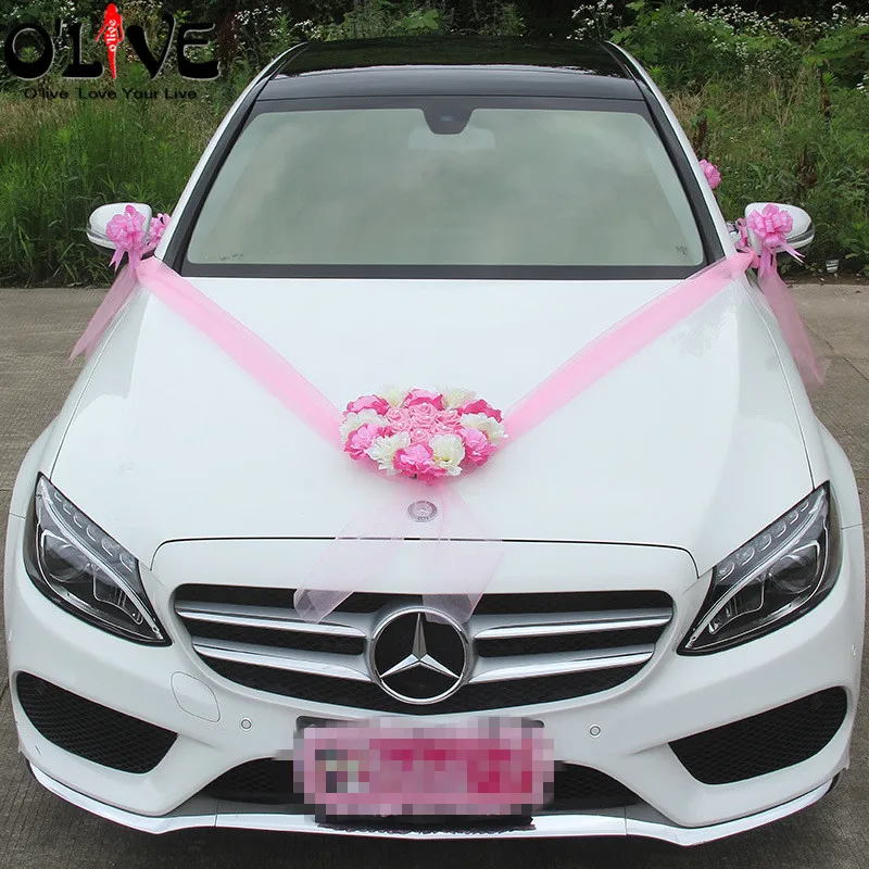 Artificial Flowers Car Decoration Sets Wedding Pompoms Silk Flower Foam Pearl Garland DIY Wreath Accessories | Дом и сад