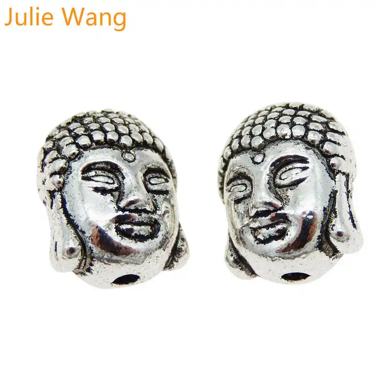 Бусины для головы Будды Julie Wang 5/10/20 шт сплав античный серебряный цвет бусины