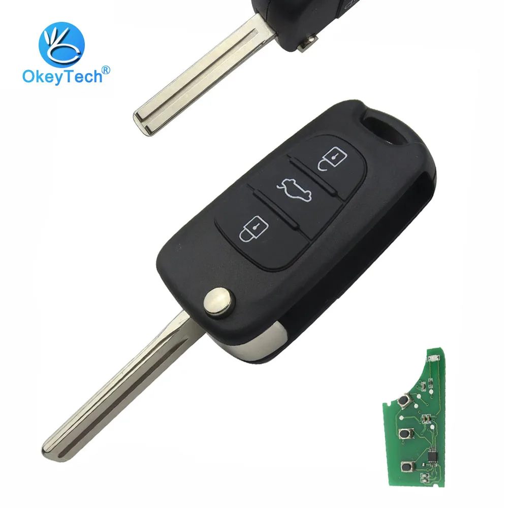

OkeyTech for Kia K2 K5 for Hyundai I30 IX35 Remote Key Flip Folding 3 Button 433Mhz ID46 PCF7936 Transponder Chip TOY40 Blade