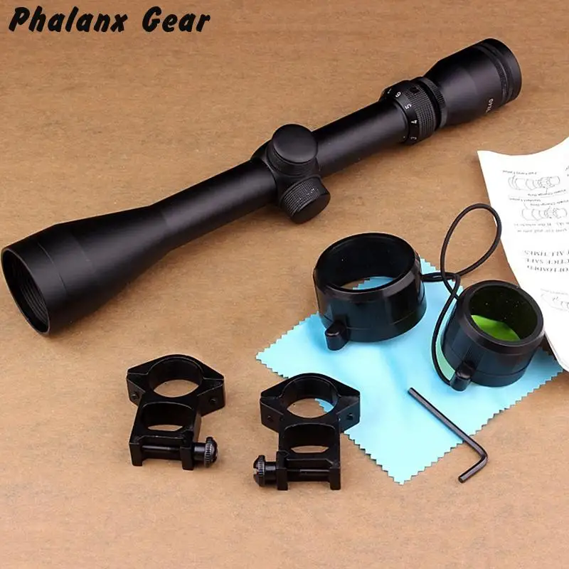 3-9x40 Rifle Sight Scope Tactical Optical Dot Verlichte Retische Voor Hunting Rail Mounts Red Riflescope | Спорт и развлечения