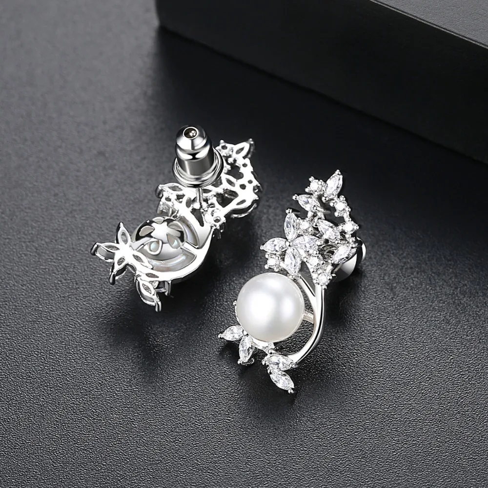 LUOTEEMI Модный золотой цвет натуральный жемчуг серьги гвоздики в виде цветка для