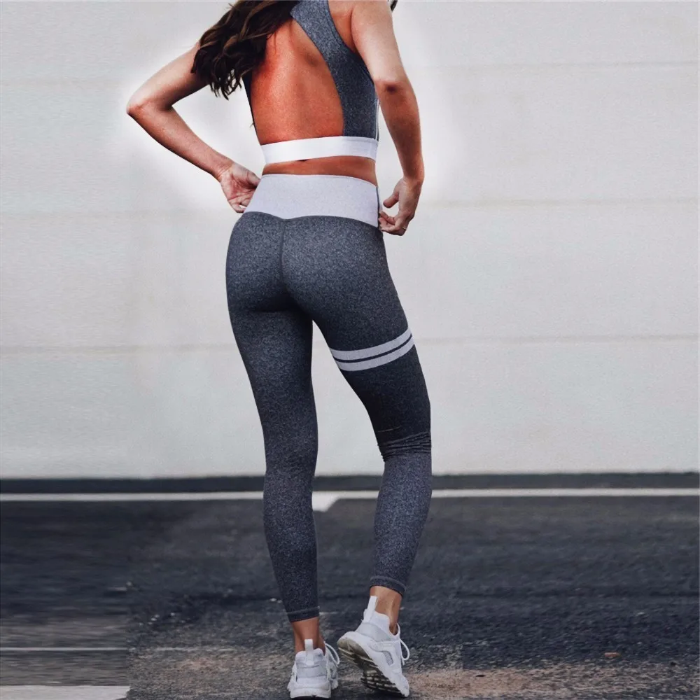 2 Pcs Women Yoga Set Fittness Wear Geometric Sport Clothing Seamless Bra Cross Belt Vest High Waist Leggings Girl Pants | Спорт и