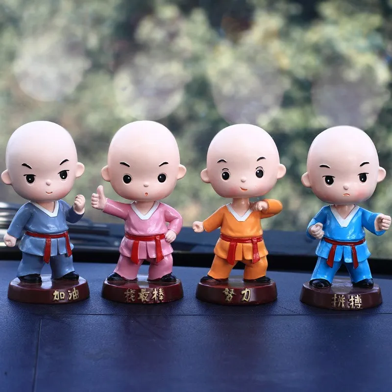 PINNY Cute Monk Shake His Dead Decoration современные фигурки из смолы автомобильные аксессуары