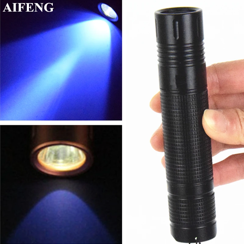 AIFENG светодиодный светильник УФ фонарь 18650 на батарейках 365nm черный мини для