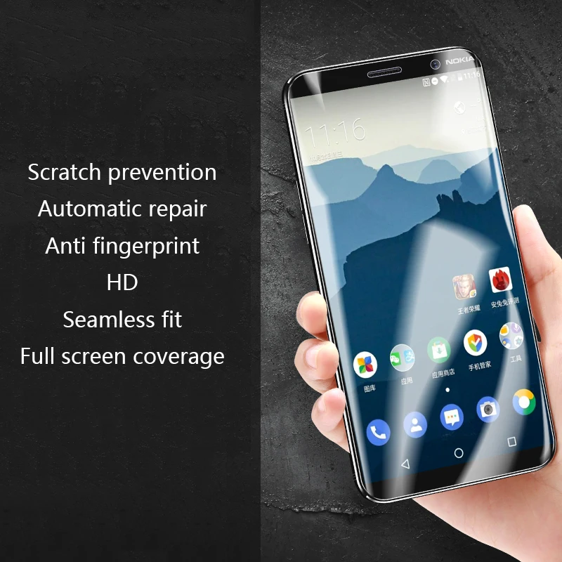 Полное покрытие Гидрогелевая пленка для Nokia 8 6 7 plus, Защита экрана для Nokia3 5 6X6 5,1 6,1 plus, мягкая защитная пленка