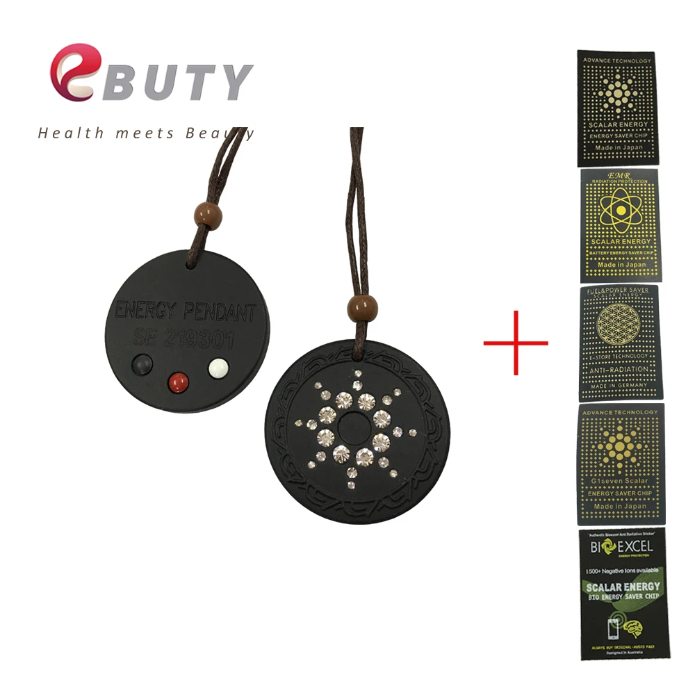 

Черные мужские Подвески EBUTY, лавовый камень, энергия пихты с хрустальными подвесками, подарочный набор с антирадиационной наклейкой для здо...