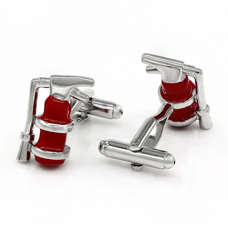 

Copper Fire Extinguisher Cuff Link Silver Plated Cufflinks High Quality Branded