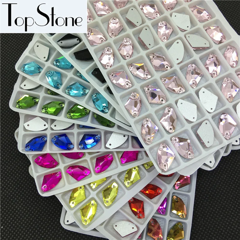 Разные размеры цветные стеклянные кристаллы форма AX пришивные стразы с плоской