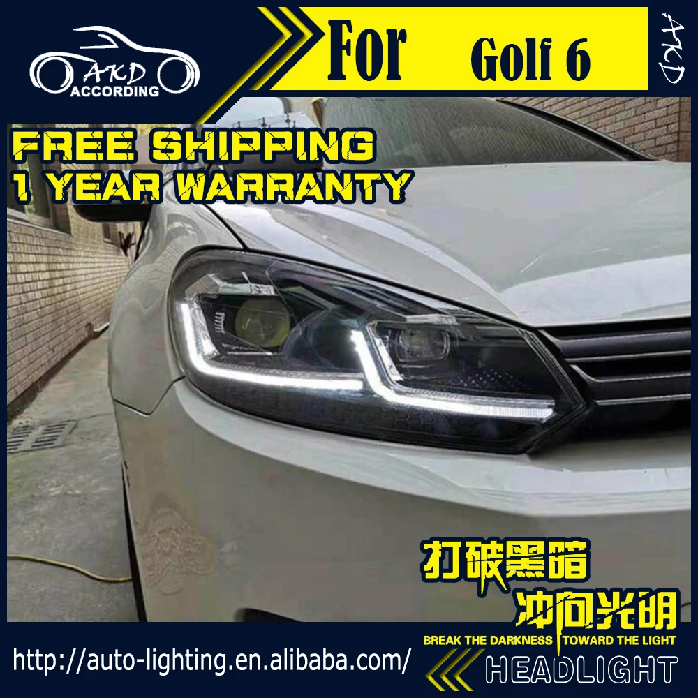 AKD автомобильный Стайлинг Головной фонарь для VW Golf 6 фары 2009-2012 Golf 6 светодиодный фонарь Golf6 R20 светодиодный DRL HID передняя лампа аксессуары