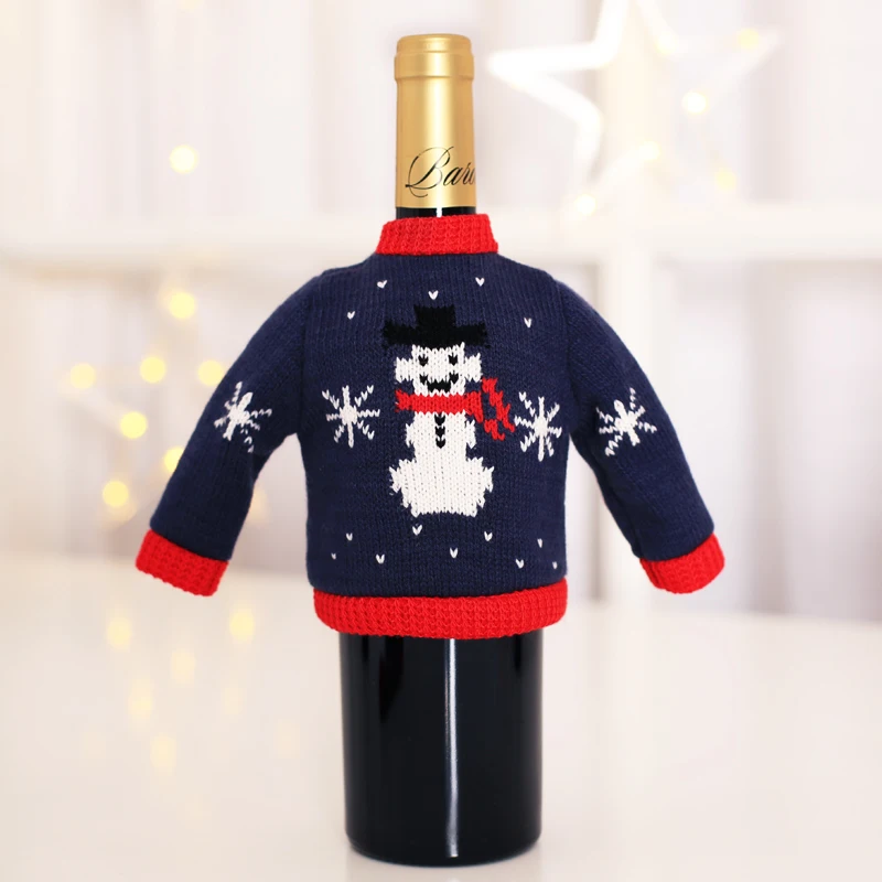 New Christmas creative knit wine bottle set restaurant decor champagne Santa hat | Дом и сад