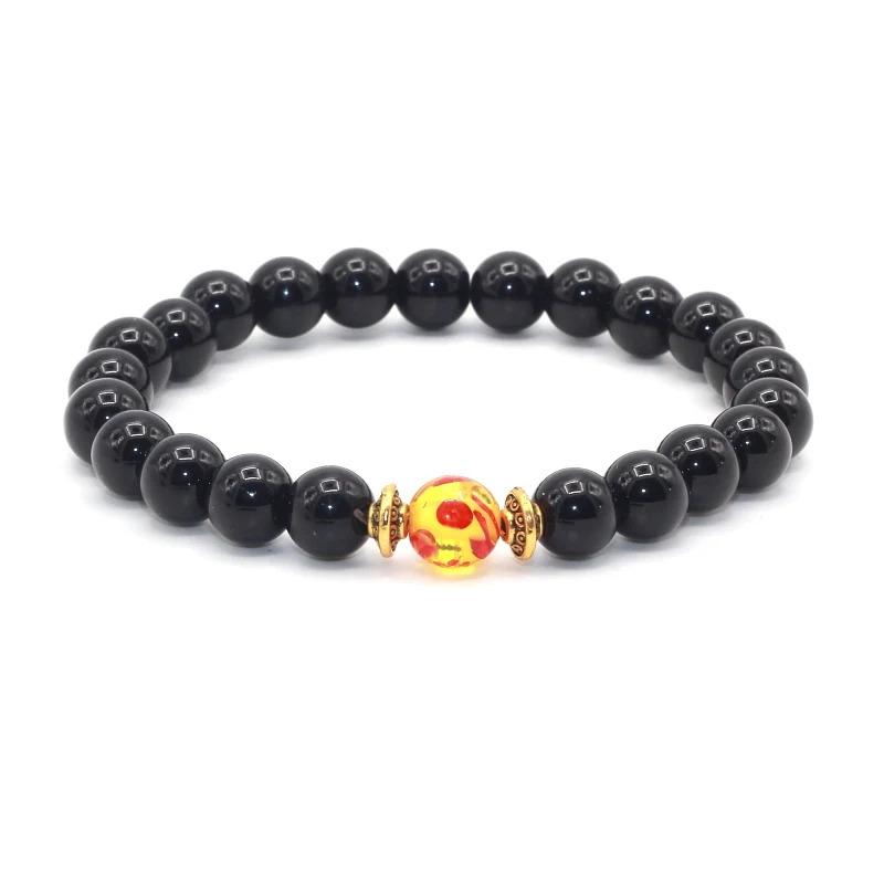 2017 Новый стиль 8 мм мала Йога с черным ониксом в камень натуральный четки