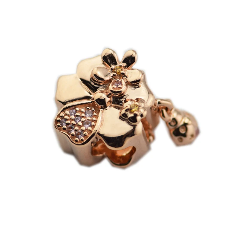 

925 Sterling Silver Wildflower Meadow Charm DIY Fits European Style Bangle Bracelet Pendant charms silver 925 pulseras mujer