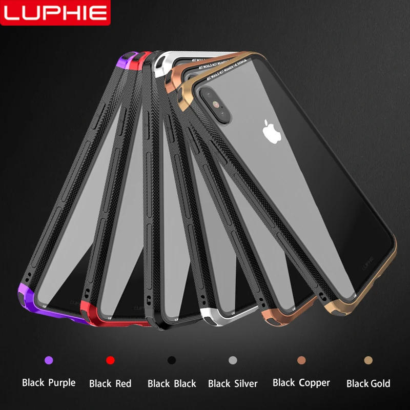 Чехлы Luphie для iPhone XS MAX XR Роскошный Алюминиевый металлический бампер + Гибридный