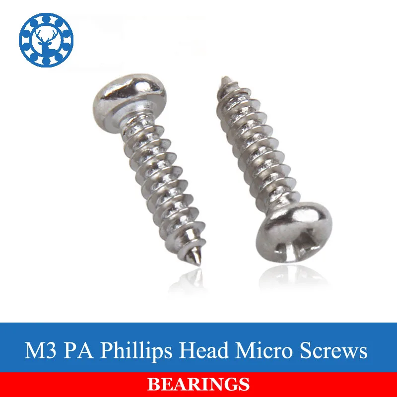 

100 шт., саморезы M3 PA с никелированной головкой Phillips