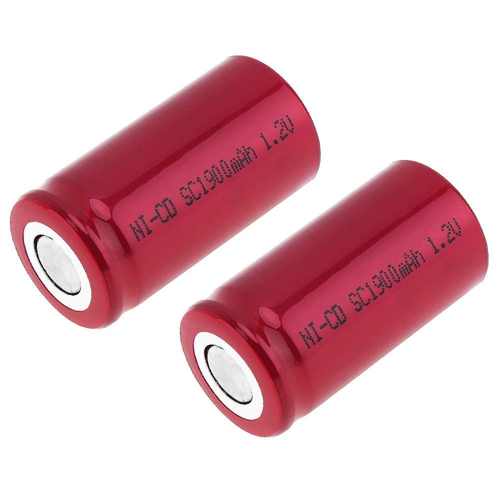 Soshine 2шт 1 2 V NI CD SC 1900mAh аккумуляторная батарея с плоской головкой