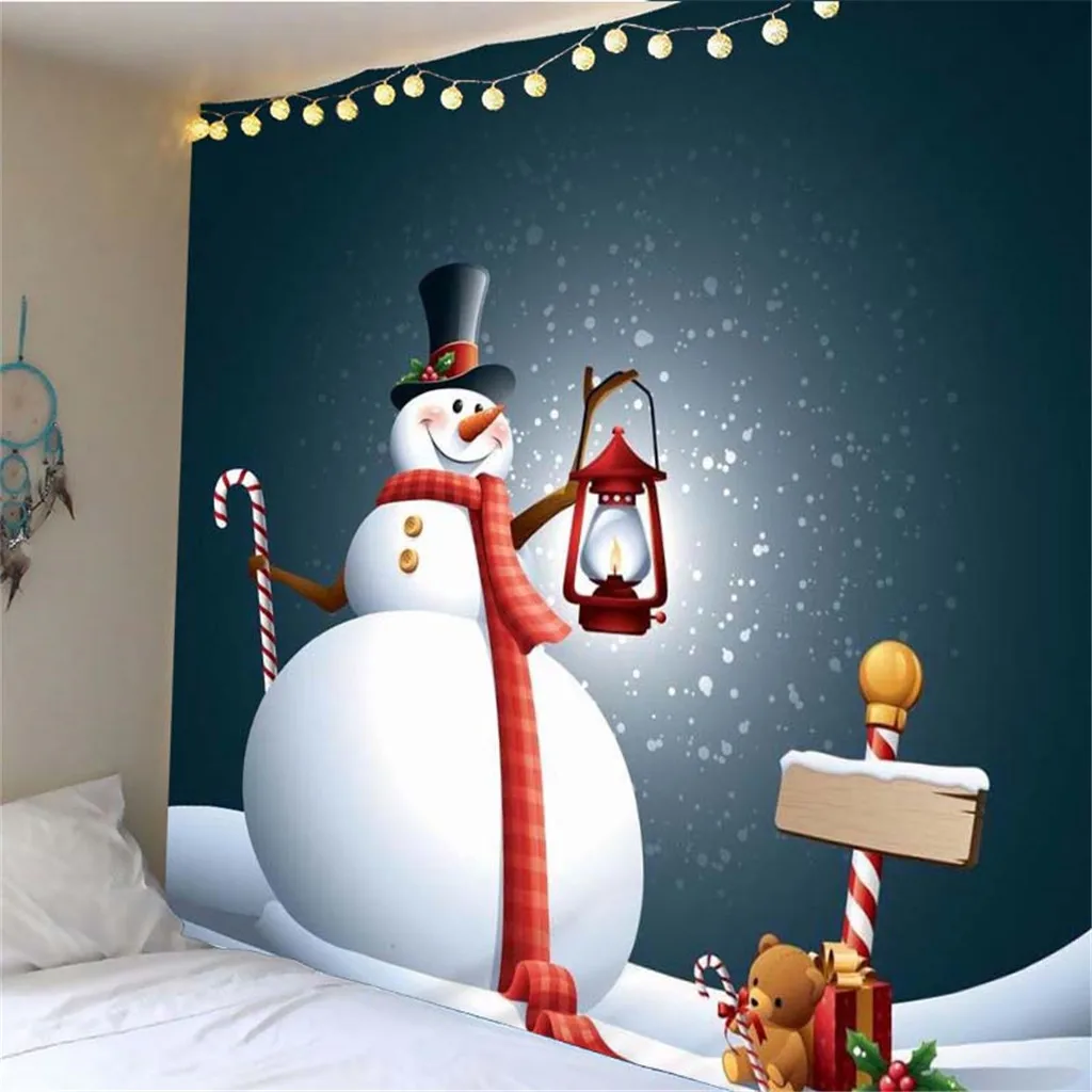 Snowman 1 Рождественский гобелен Санта Клаус олень хлопья печать Настенный декор гобелены фон 71 дюймов - Цвет: Snowman 1