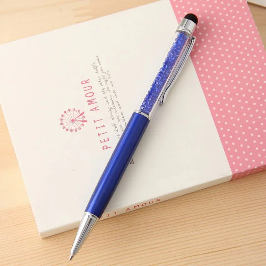 Goede 2in1 Mutlti Functie Metral Touch Pen Kleur Diamond Crystal Balpen Touch Stylus Pen Voor Ipad Iphone Ipod Kindle 500 Stuks