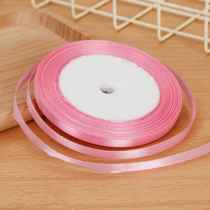 Pink 25 ярдов/рулон атласных лент Свадебные украшения для рождественской вечеринки ручной работы бант ленты для поделок Открытки Подарочные упаковочные принадлежности - Цвет: Pink