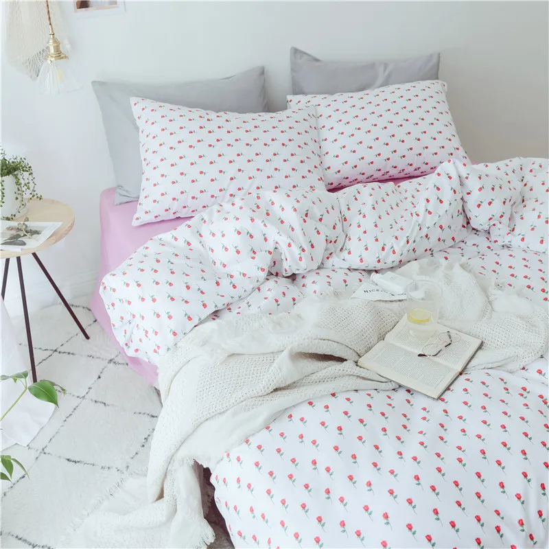 Красный классический Постельное белье 2 Размеры цветком комплект постельного