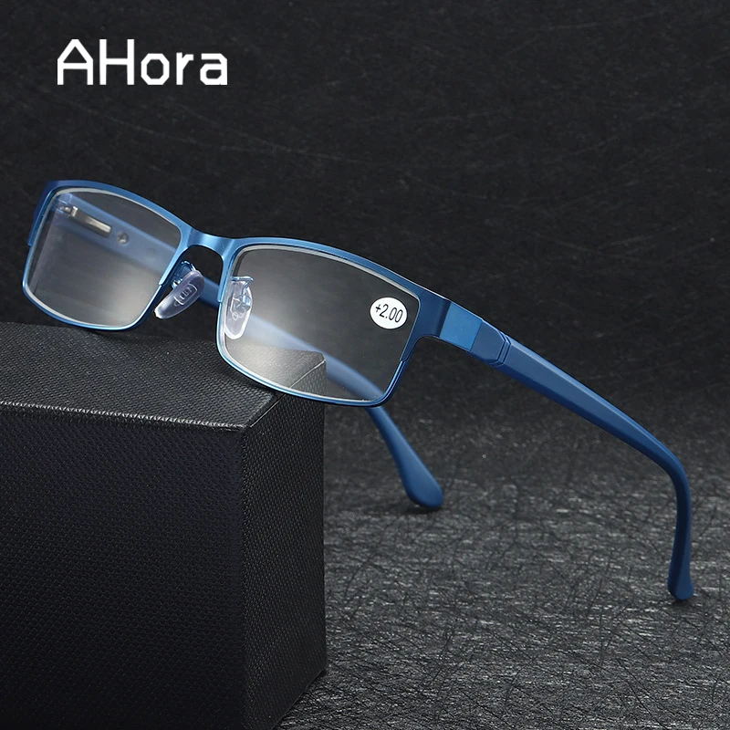 

Ahora New TR90 Men Business Reading Glasses Metal Frame Square Reading Presbyopia Eyeglasses With Diopter +1.0 1.5 2.0 2.5 3.0 4