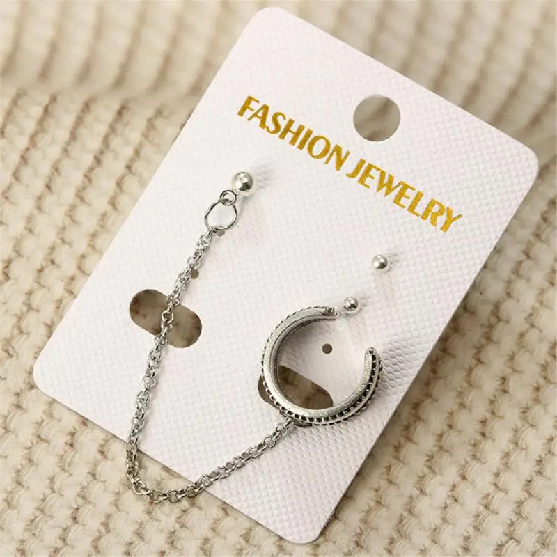 2 шт. Винтажные серьги в форме полукруга гвоздики с цепочкой набор сережек