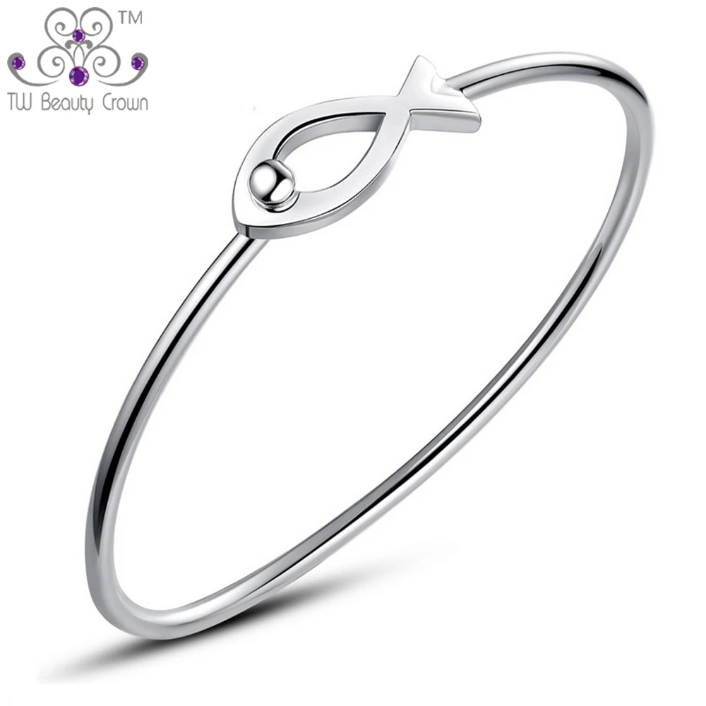 Браслет из серебра 925 пробы с рыбками для молодых девушек|bangle bracelet|fashion bangle braceletfish