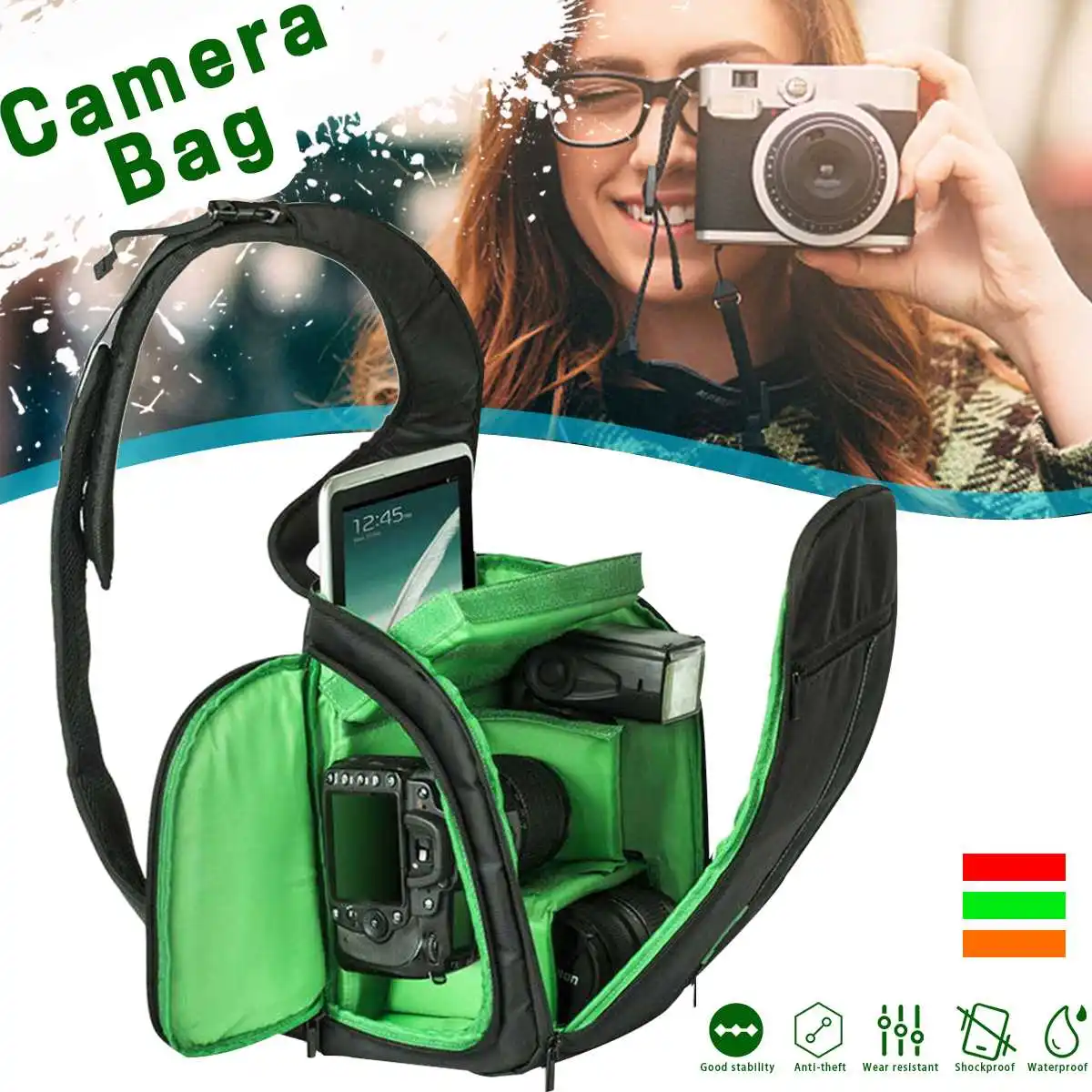 Защитная наплечная сумка, водонепроницаемый чехол для камеры Canon, ударопрочный, со съемными вставками Защитная наплечная сумка, водонепроницаемый чехол для камеры Canon, ударопрочный, со съемными вставками