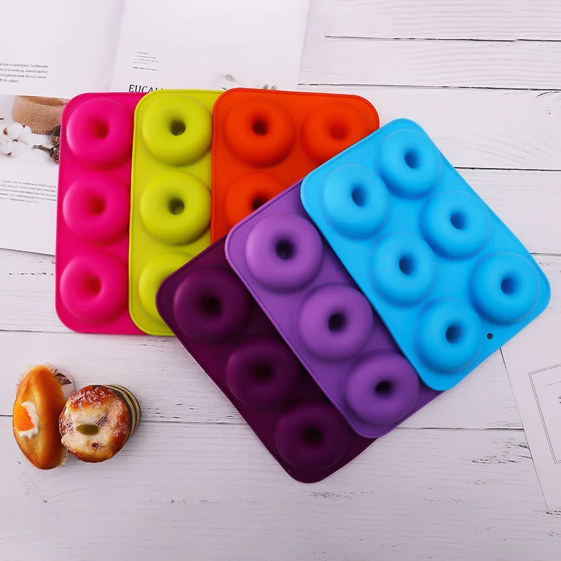 Donuts Mold Silicone Round Shape Doughnuts Mould Baking Jelly Fondant Cake Chocolate Decoration Pastry Tool | Дом и сад