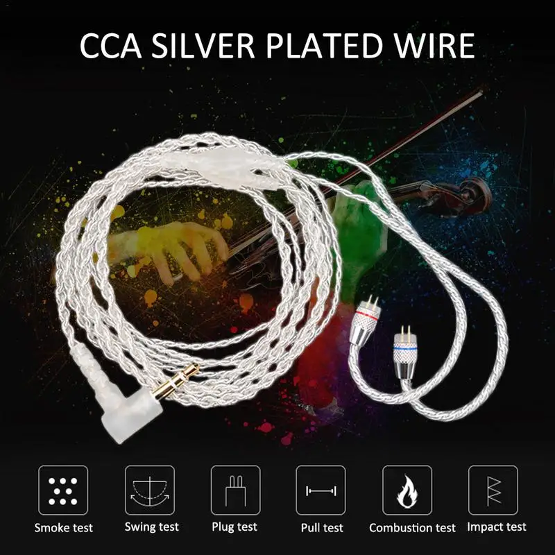 Original CCA Earphones Upgrade Cable Silver Plated Wire Line 3.5MM 0.75mm 2-Pin Connector Use For KZ TRN TFZ QT2 ZS6 V30 C16 IM1 |