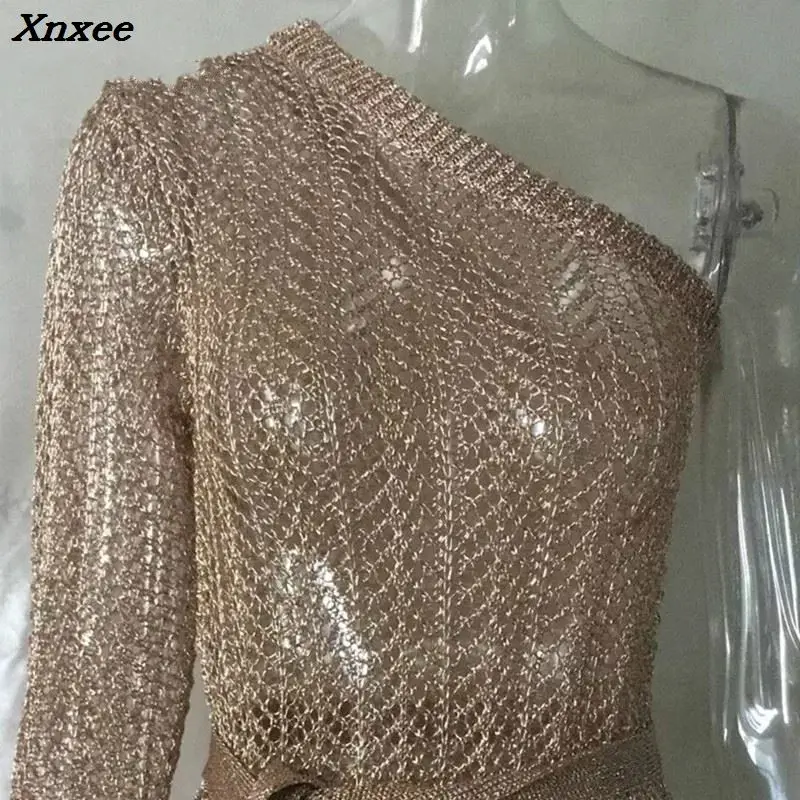 Xnxee Новое поступление пикантное вязаное платье на одно плечо ягодицы 2018 летнее с