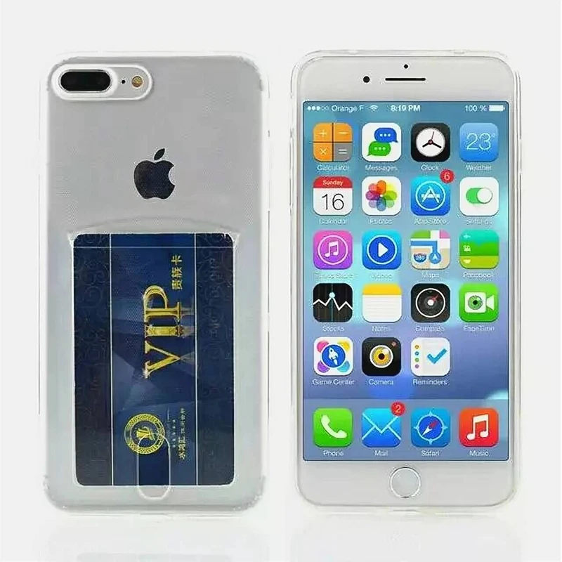 Роскошный мягкий чехол из ТПУ для карт ID Iphone XS MAX XR X 10 8 7 6 Plus Coque Card Pocket Прозрачный