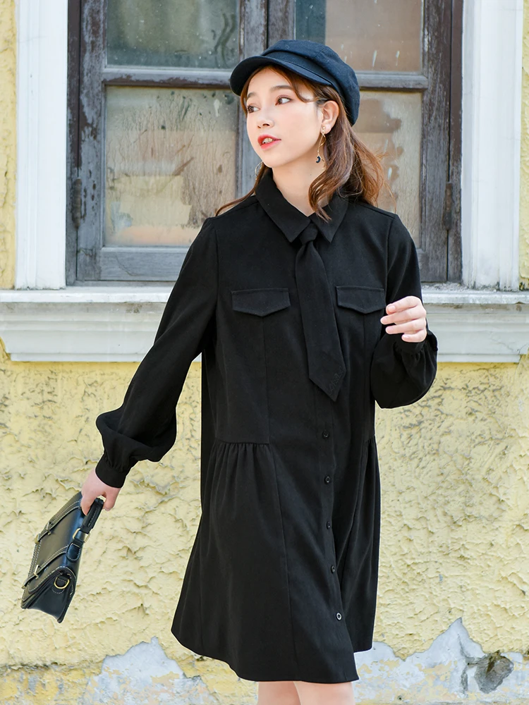 

Mori Girl Chiffon Simple Casual Dress New Women's 2019 Pop Dress Fairy A-line Japanese Student Long Sleeve Dress