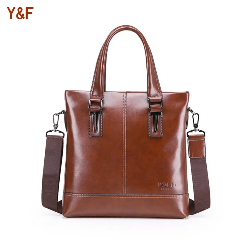 2016 мода мужская натуральной кожи портфель брендов-поло свободного покроя бизнес