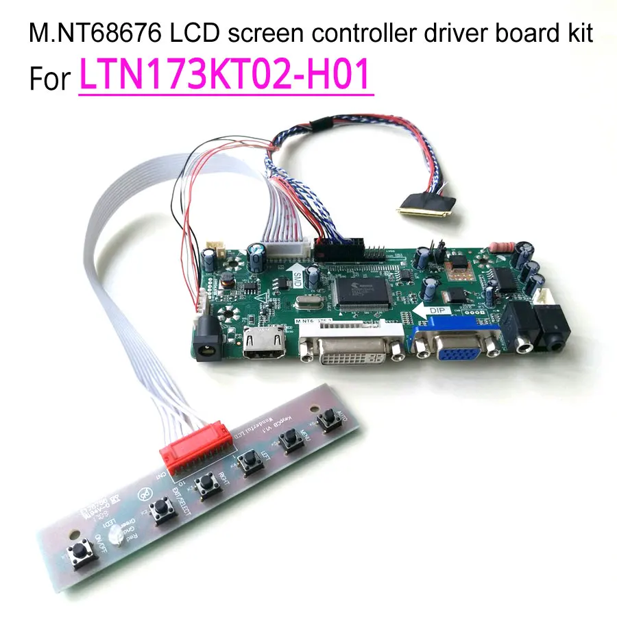 

For LTN173KT02-801/301/701/B01/D01 LVDS 1600*900 Laptop LCD Panel 60Hz 40 Pin DVI+VGA M.NT68676 Controller Driver Board Kit