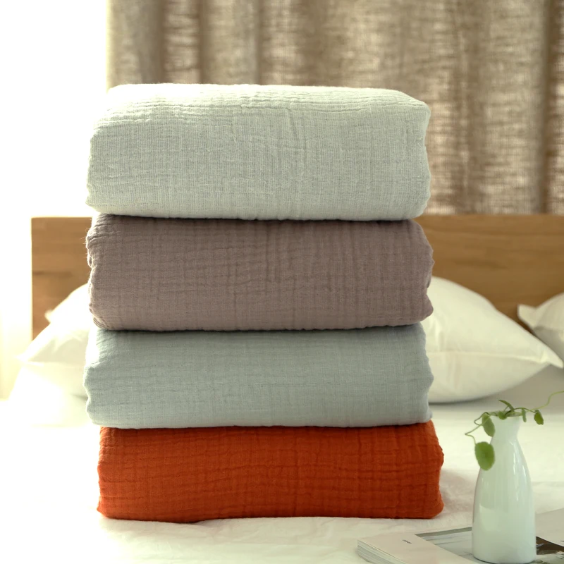 Летнее однотонное короткое одеяло из 100% хлопка для мытья трехслойное детское