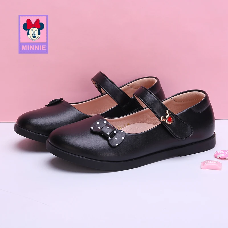 Disney Children's Casual Shoes leather Bow Princess spring autumn girls Minnie comfortable breathable shoes Size 26-37 |