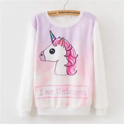 na31 Kawaii розовый Кот Единорог толстовки женские милые Мультяшные панды печати с длинным рукавом Толстовка Повседневная Спортивная Одежда Harajuku - Цвет: na31