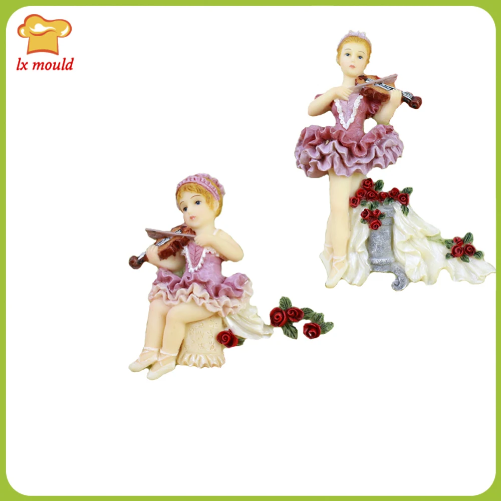 

LXYY New Girl Playing Violin Silicone Molds Fondant Cake Decorating Sugar Craft
