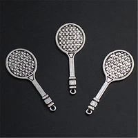wkoud 6pcs silver plated tennis racket charm necklace bracelet diy metal handmade sports jewelry alloy pendants a1232
