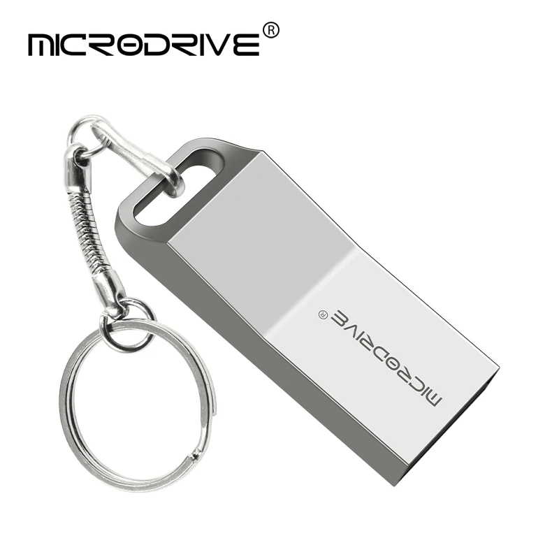 Флешка 32GB USB флеш-накопитель 128GB флеш-накопитель 64GB usb2.0 флешка 16GB 8GB 4GB флеш-память usb флешка с кольцом для ключей - Цвет: Серебристый