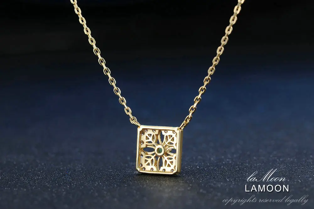 2 мм 0.06ct натуральный изумруд 925 пробы серебряные ювелирные изделия 14 к желтое золото цепь Кулон Ожерелье S925 LMNI018
