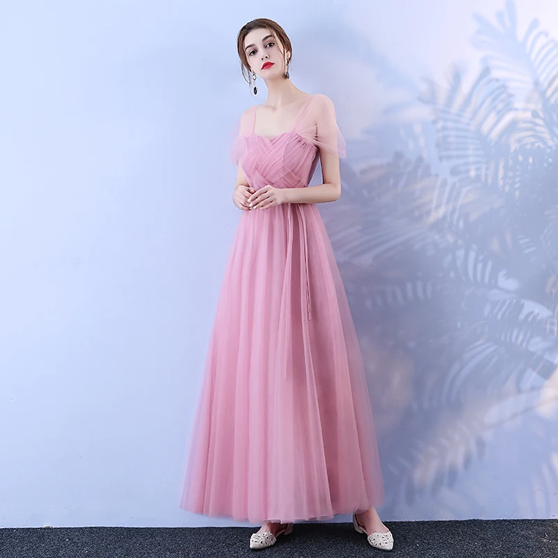 Женское длинное Бандажное платье элегантное розовое из вуали женское вечернее