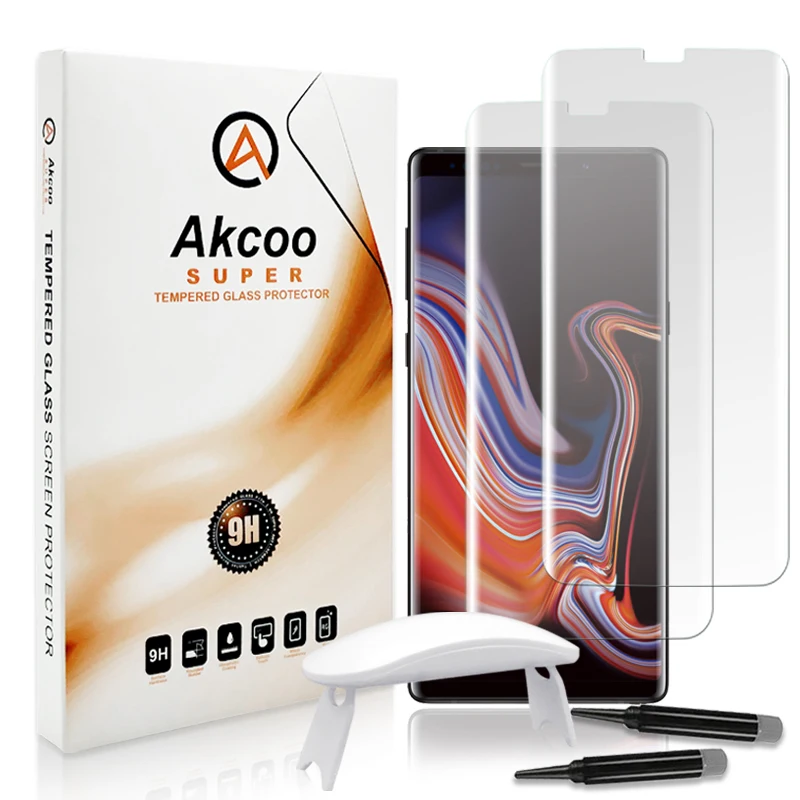 Защитное стекло Akcoo Note 9 с жидкостным покрытием и УФ лампой USB для Samsung Galaxy S8 S9 Plus note