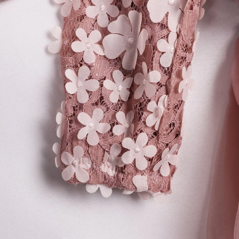 Новое поступление платье для девочек розовое платье-пачка с длинными рукавами и