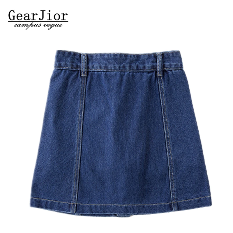 2017 new women's summer single-breasted denim skirts Flowers embroidery woman high waist A line skirt S-3XL | Женская одежда