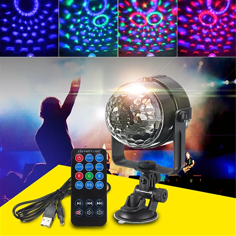 Миниатюрный светодиодный сценический RGB светильник 3 Вт с пультом дистанционного